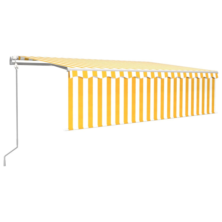 Vidaxl Luifel Capteur de vent LED aveugle automatique 5x3 m jaune et blanc