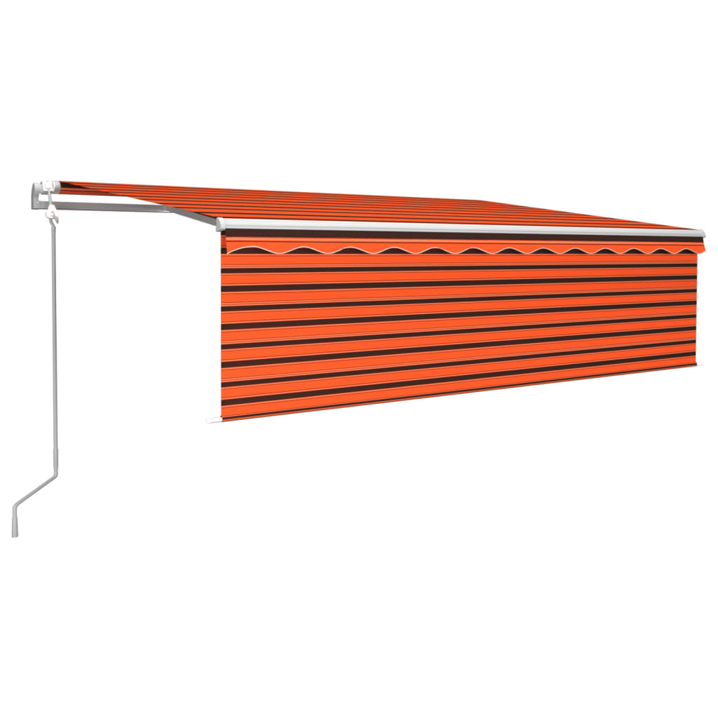 Vidaxl Luifel Capteur de vent à LED aveugle automatique 5x3 m brun orange