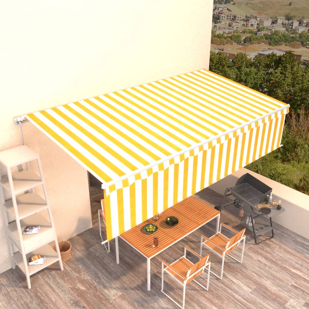 Vidaxl luifel extensible manuellement avec un rouleau aveugle 6x3 m jaune et blanc