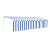 Vidaxl Luifel extensible manuellement avec un rouleau LED 6x3 m blanc bleu