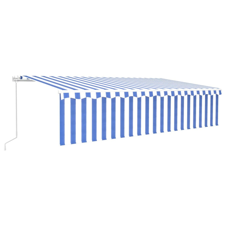 Vidaxl Luifel extensible manuellement avec un rouleau LED 6x3 m blanc bleu