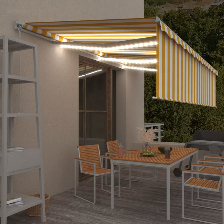 Vidaxl Luifel extensible manuellement avec un rouleau LED 6x3 m jaune blanc