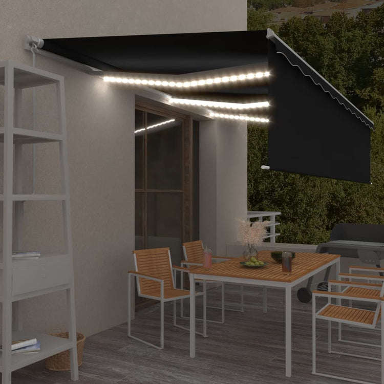 Vidaxl Luifel extensible manuellement avec un rouleau LED 6x3 m anthracite