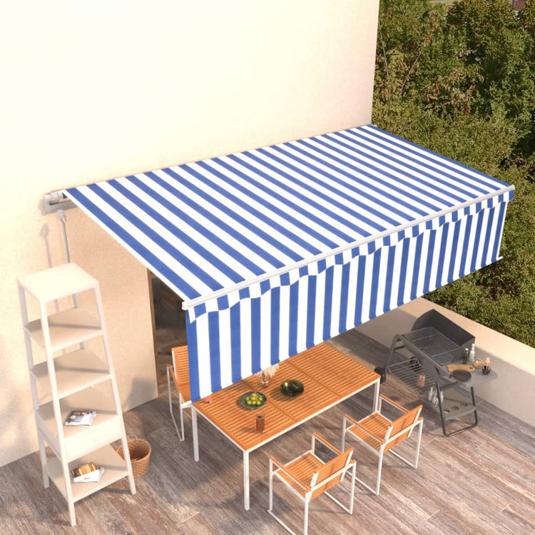 Vidaxl Luifel a automatiquement extensible avec un rouleau à blind 6x3 m blanc bleu