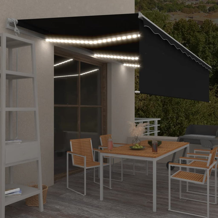 Vidaxl Luifel Capteur de vent à LED aveugle automatique 6x3 m anthracite