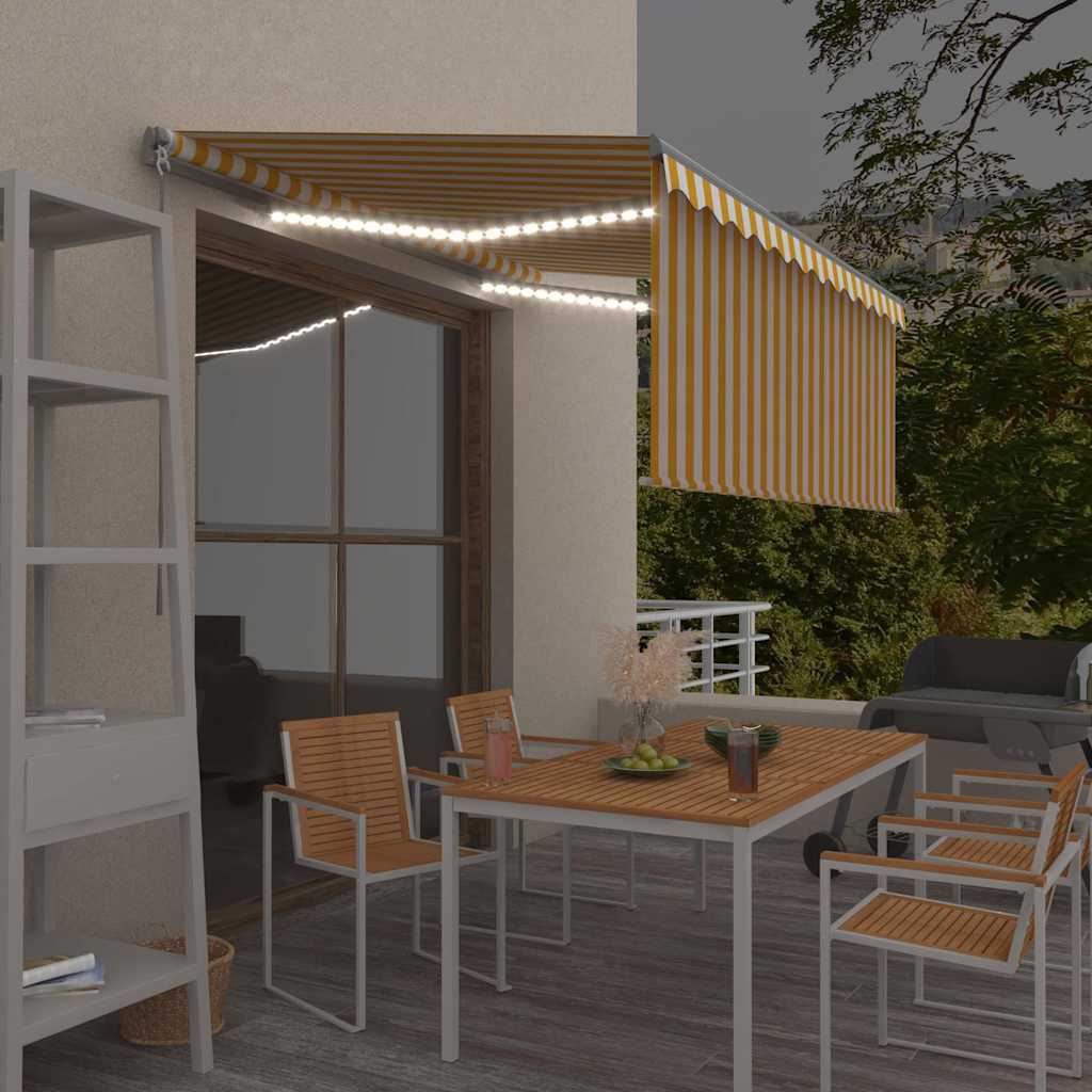 Vidaxx store enrouleur extensible manuellement LED 3x2,5 m jaune et blanc