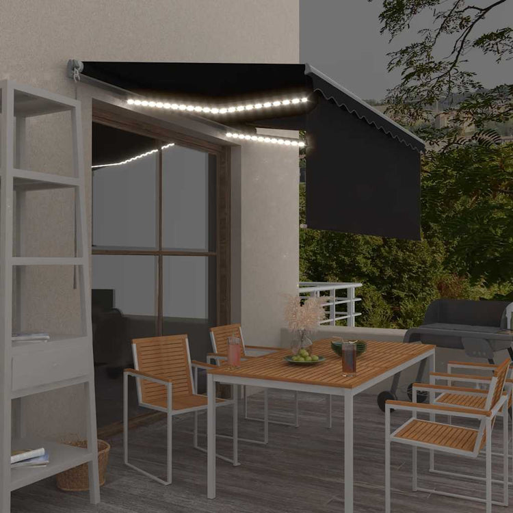 Auvent Vidaxx store enrouleur extensible manuellement LED 3x2,5 m anthracite