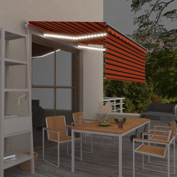 Vidaxx auvent rideau extensible manuellement LED 3x2,5 m orange marron