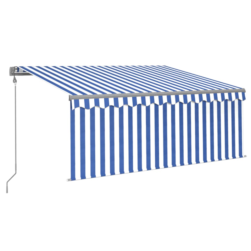 Vidaxl Luifel Automatique avec capteur de vent LED à rideau 3x2,5 m blanc bleu