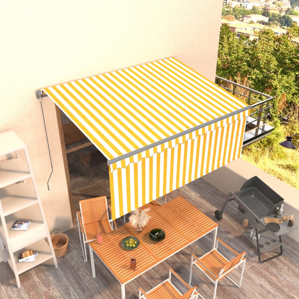 Vidaxl luifel rouleau extensible manuellement aveugle 3,5x2,5 m jaune et blanc