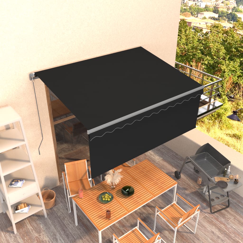 Vidaxl luifel extensible manuellement avec un rouleau aveugle 3,5x2,5 m anthracite