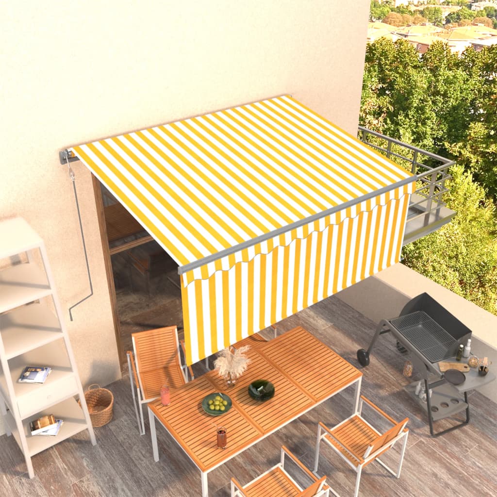 Vidaxx auvent store enrouleur extensible automatique 3,5x2,5 m jaune et blanc