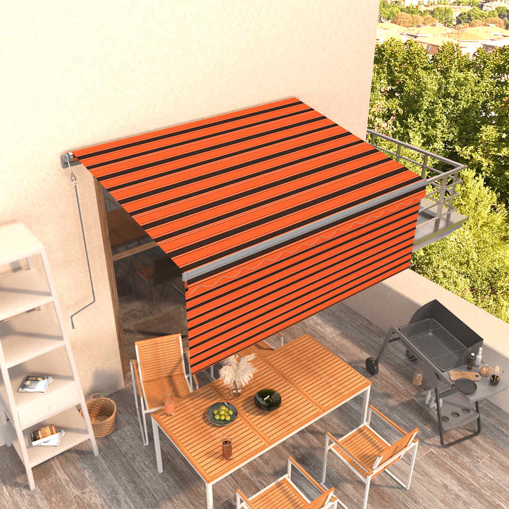 Auvent Vidaxx store enrouleur à extension automatique 3,5x2,5m orange marron