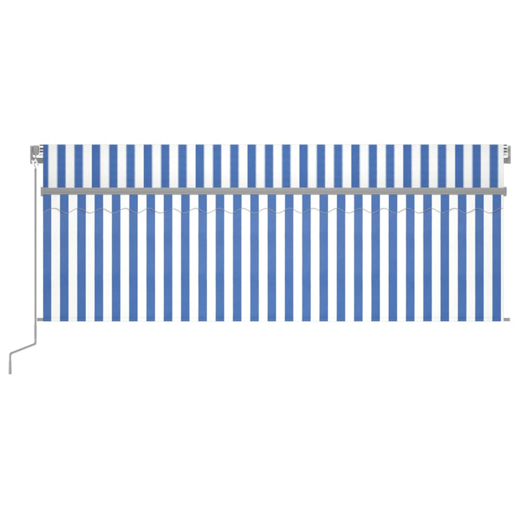 Vidaxl Luifel extensible manuellement avec un rouleau LED 4x3 m blanc bleu