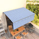 Vidaxl Luifel extensible manuellement avec un rouleau LED 4x3 m blanc bleu