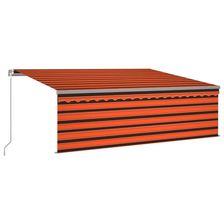 Auvent Vidaxx extensible manuellement avec store enrouleur 4x3 m orange marron