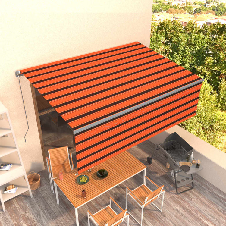 Auvent Vidaxx extensible manuellement avec store enrouleur 4x3 m orange marron