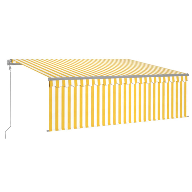 Vidaxl Luifel Capteur de vent à LED aveugle automatique 4x3 m jaune et blanc