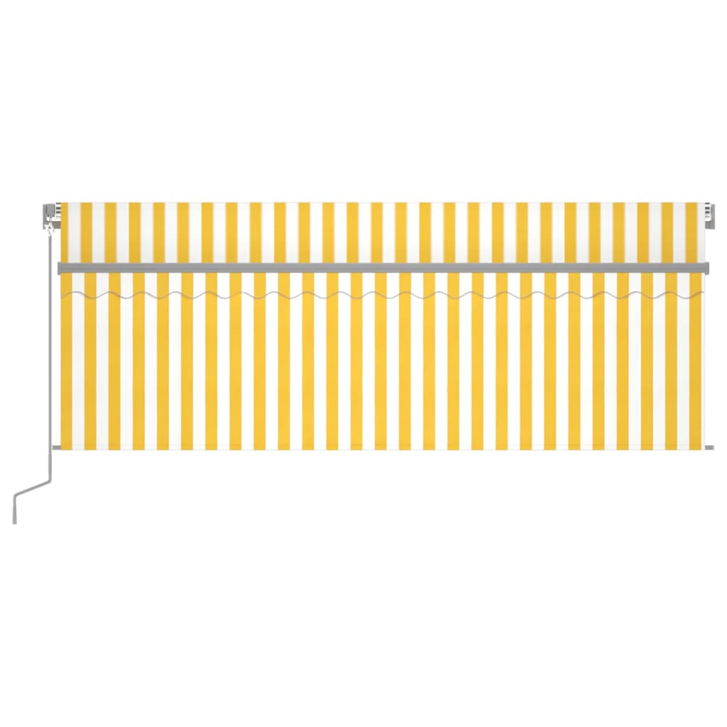 Vidaxl Luifel Capteur de vent à LED aveugle automatique 4x3 m jaune et blanc