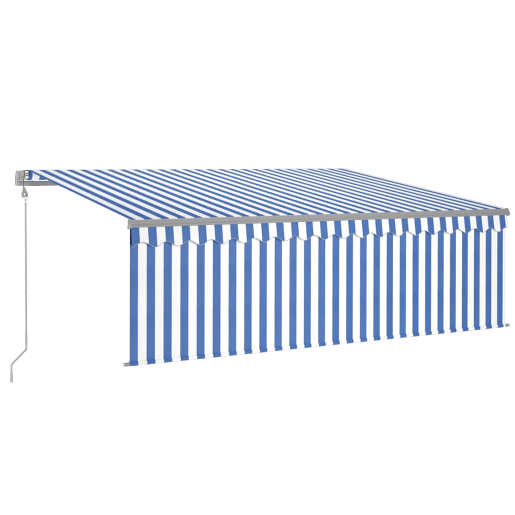 Vidaxl Luifel a automatiquement extensible avec un rouleau à rouleau de 4,5x3 m blanc bleu