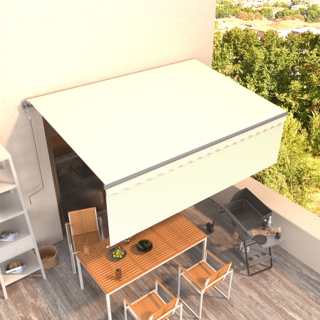 Vidaxl Luifel a automatiquement extensible avec un rouleau à volant 4,5x3 m crème