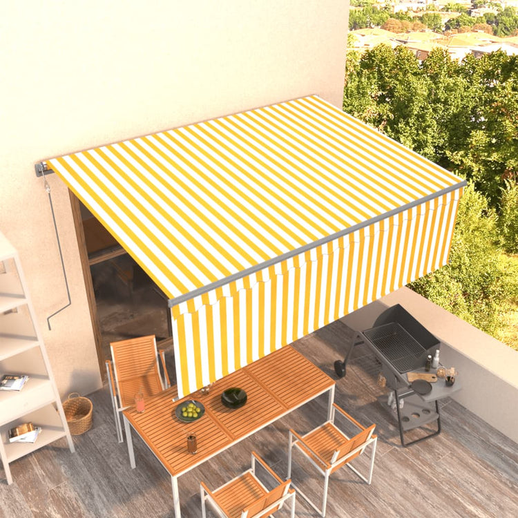 Vidaxl Luifel a automatiquement extensible avec un rouleau aveugle 4,5x3 m jaune blanc