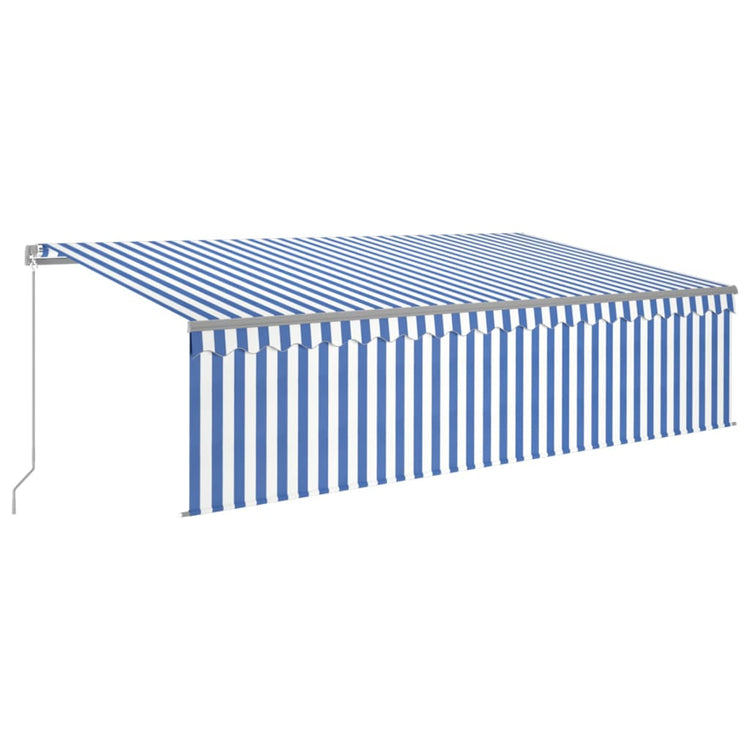 Vidaxl Luifel extensible manuellement avec un rouleau aveugle 5x3 m bleu et blanc