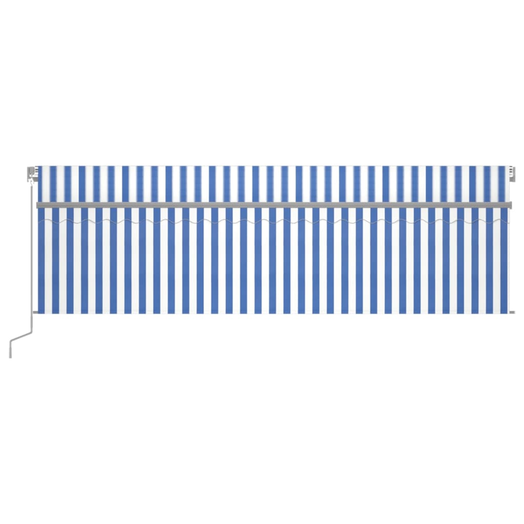 Vidaxl Luifel extensible manuellement avec un rouleau aveugle 5x3 m bleu et blanc