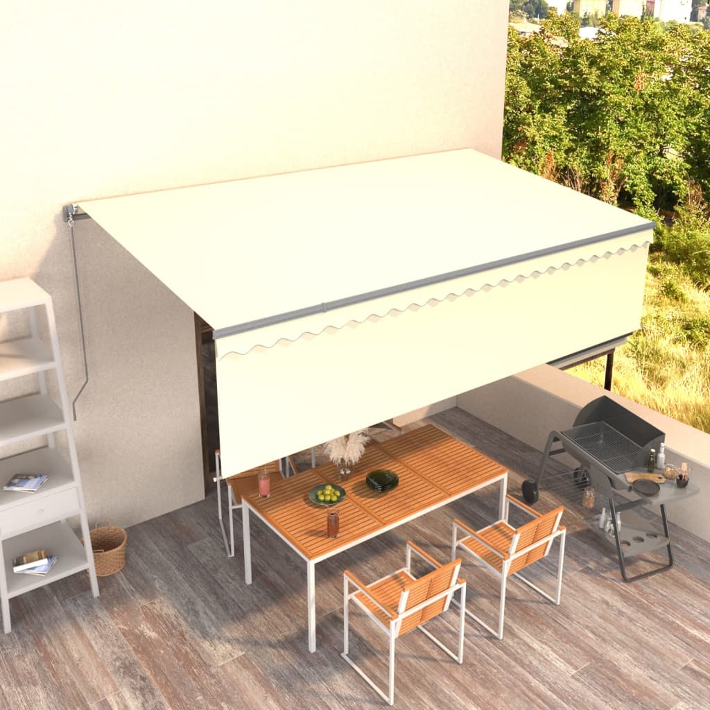 Vidaxl luifel extensible manuellement avec un rouleau aveugle 5x3 m crème -colored
