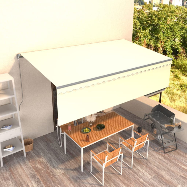 Vidaxl luifel extensible manuellement avec un rouleau aveugle 5x3 m crème -colored