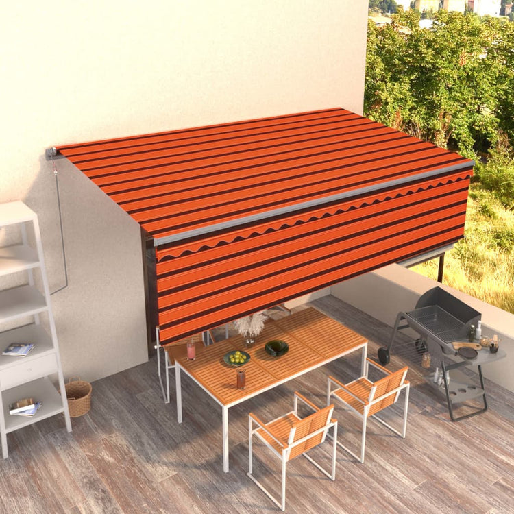 Vidaxl luifel rouleau extensible manuellement aveugle 5x3 m orange et marron