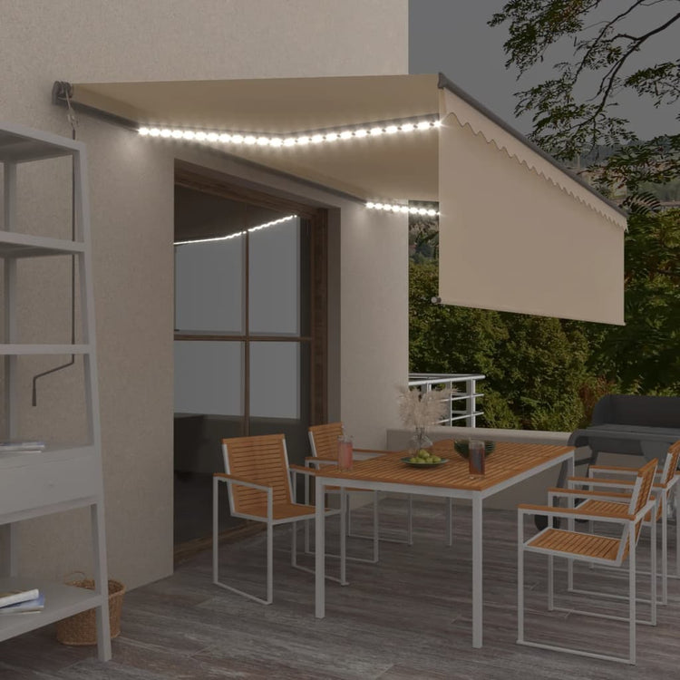 Vidaxl Luifel extensible manuellement avec un rouleau à l'aveugle et à 5x3 m crème