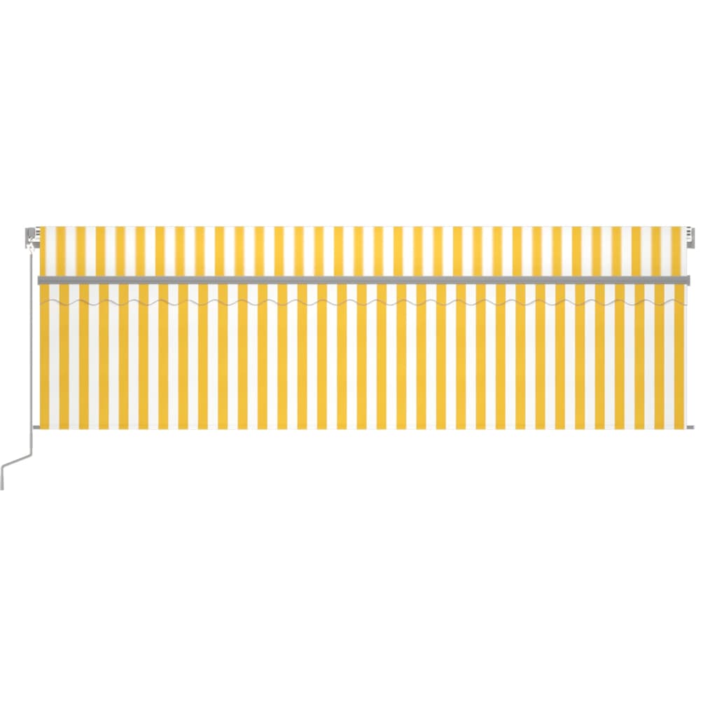 Vidaxl Luifel extensible manuellement avec un rouleau LED 5x3 m jaune blanc