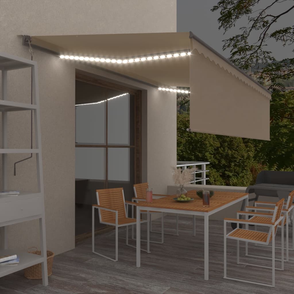 Vidaxl Luifel Automatique avec capteur de vent LED à rouleau à rouleaux 5x3 M CRAME