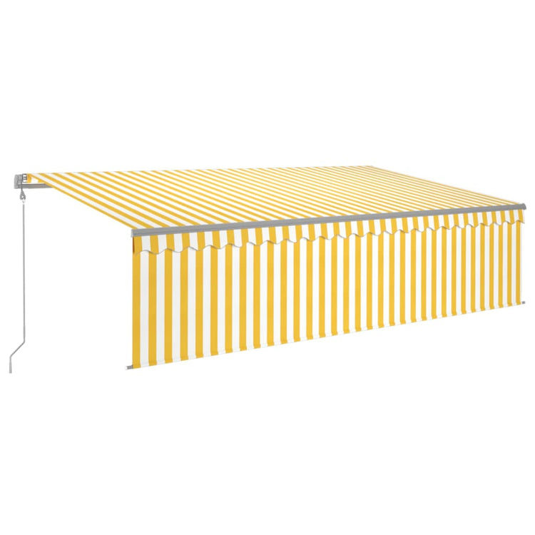 Vidaxl Luifel Capteur de vent LED aveugle automatique 5x3 m jaune et blanc