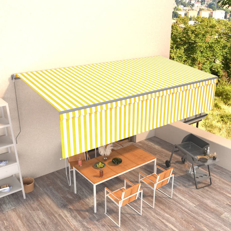 Vidaxl luifel extensible manuellement avec un rouleau aveugle 6x3 m jaune et blanc
