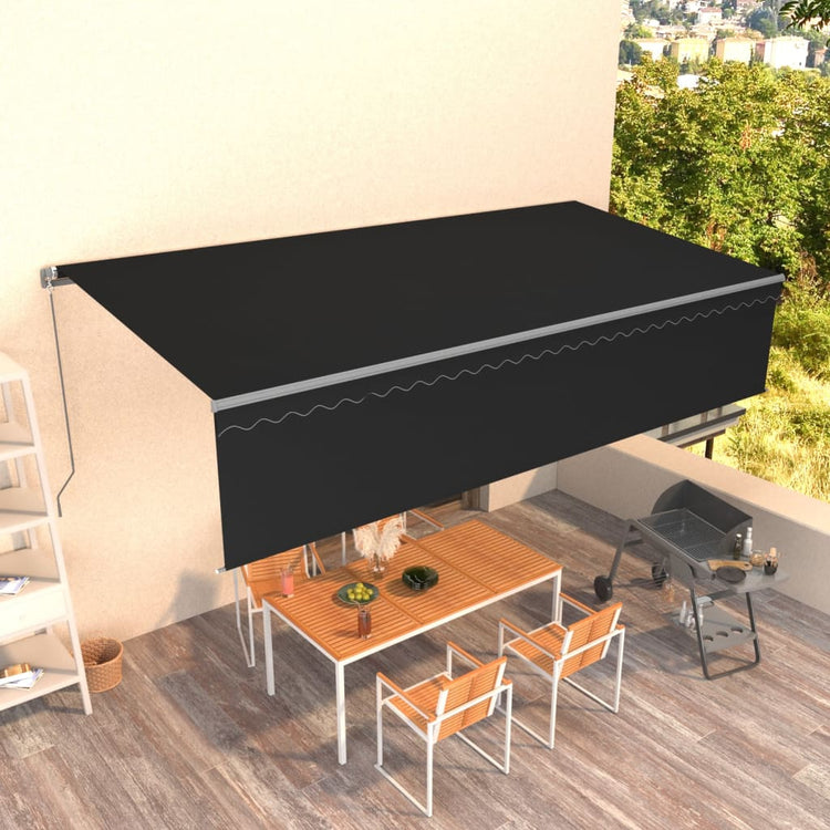 Vidaxl luifel extensible manuellement avec un rouleau aveugle 6x3 m anthracite