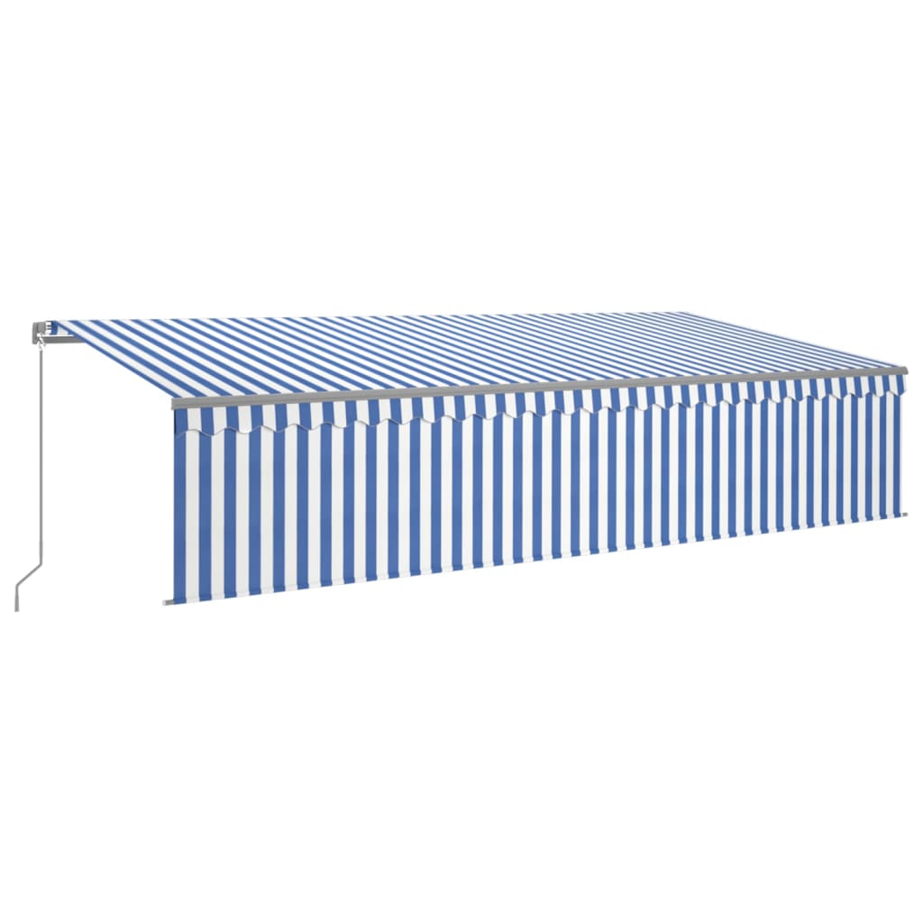 Vidaxl Luifel extensible manuellement avec un rouleau LED 6x3 m blanc bleu