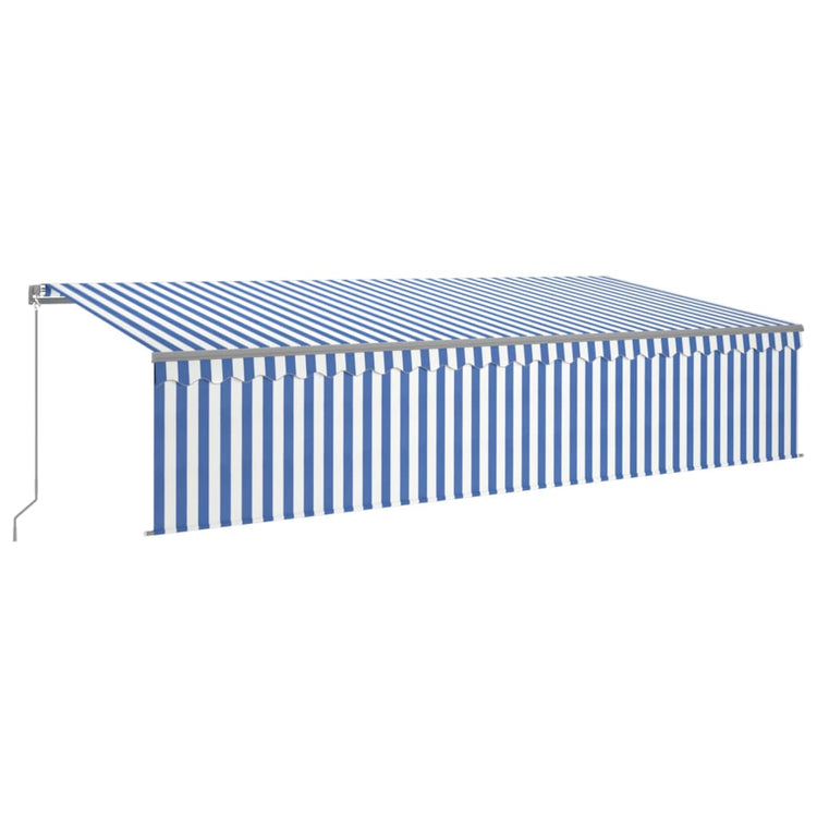 Vidaxl Luifel extensible manuellement avec un rouleau LED 6x3 m blanc bleu