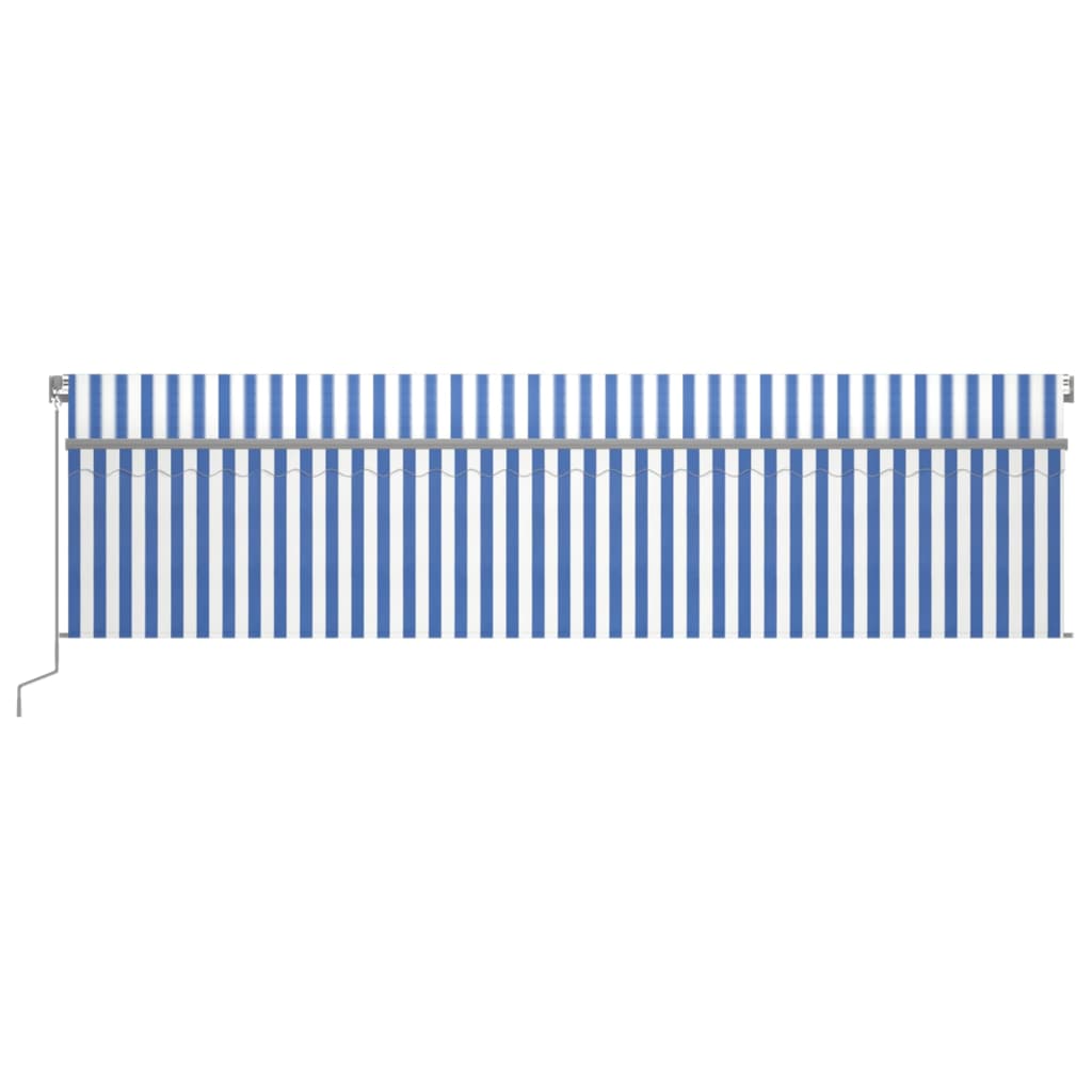 Vidaxl Luifel extensible manuellement avec un rouleau LED 6x3 m blanc bleu