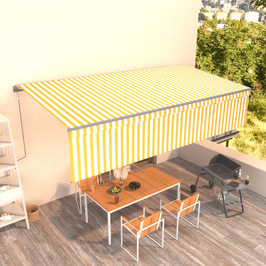 Vidaxl Luifel a automatiquement extensible avec un rouleau aveugle 6x3 m jaune et blanc