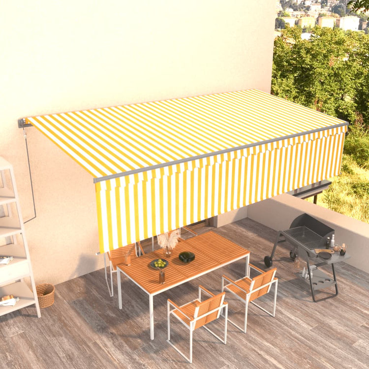 Vidaxl Luifel a automatiquement extensible avec un rouleau aveugle 6x3 m jaune et blanc