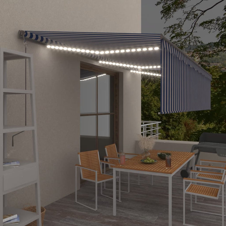 Vidaxl Luifel Capteur de vent à LED aveugle automatique 6x3 cm blanc bleu