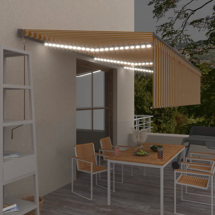 Vidaxl Luifel Capteur de vent à LED aveugle automatique 6x3 cm blanc jaune