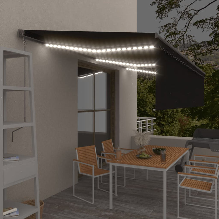 Vidaxl Luifel Capteur de vent à LED aveugle automatique 6x3 m anthracite