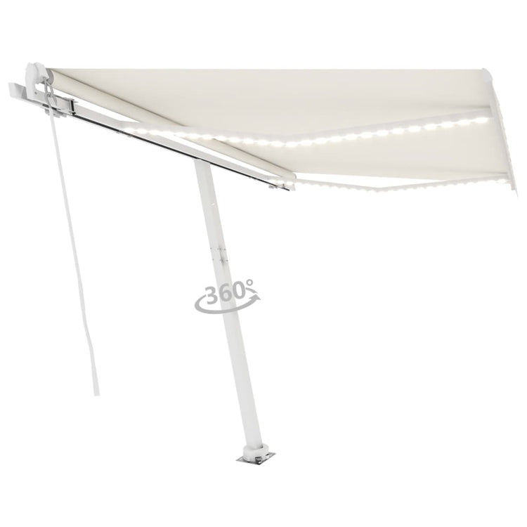 Vidaxl Luifel extensible manuellement avec la Crème LED 300x250 cm -Colored