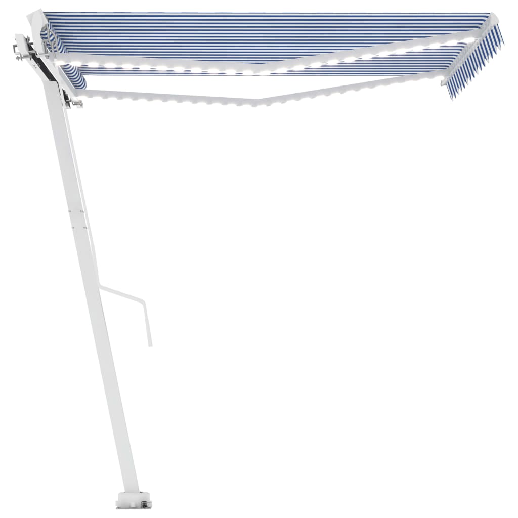Vidaxl Luifel extensible manuellement avec LED 350x250 cm bleu et blanc