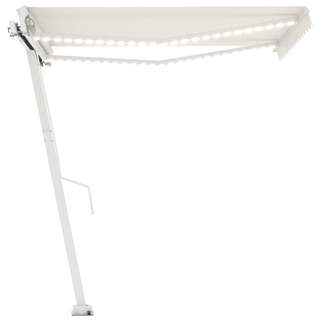 Vidaxl Luifel extensible manuellement avec la Crème à LED 350x250 cm -Colore