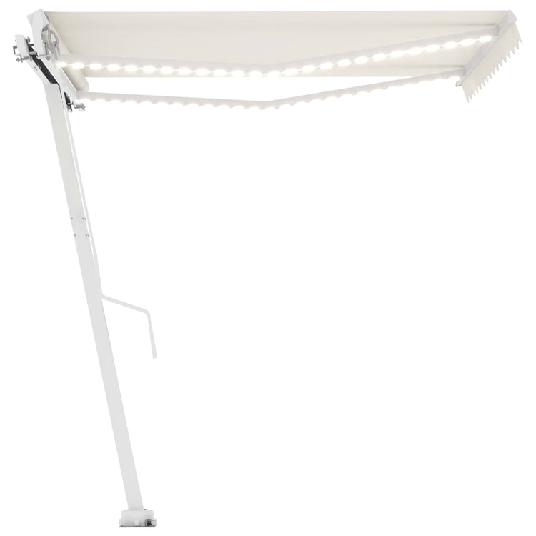 Vidaxl Luifel extensible manuellement avec la Crème à LED 350x250 cm -Colore