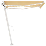Vidaxl Luifel extensible manuellement avec LED 350x250 cm jaune et blanc - afbeelding 2